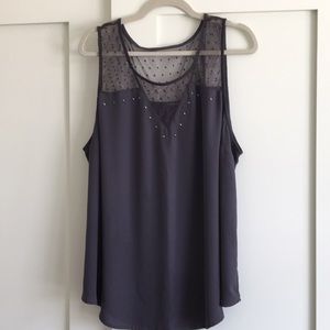 Torrid gray dotted lace yolk top
